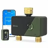 Diivoo WLAN Bewässerungscomputer mit 2 Ausgängen, Messinganschlüssen & 12 Zeitplänen, Smarte Bewässerungsuhr kompatibel mit APP/Alexa/Google Sprachsteuerung, Regenverzögerung für Rasen, Garten, Balkon
