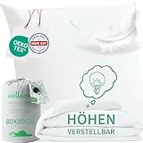Welldora Premium Kopfkissen 80x80 höhenverstellbar | 100% Daunenfasern & Federn | Ergonomische Innovation: anpassbar fest bis weich | Kissen fachärztlich geprüft, Oeko-Tex Zertifiziert in Deutschland