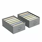 SONGMICS Kleiderschrank-Organizer 2er Set, Aufbewahrungsbox 6 Fächer, Schubladen-Ordnungssystem, Ordnungsboxen faltbar, 42 x 30 x 17 cm, für Hosen, Kleidung, taubengrau RUS009G02