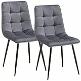 Deuline Esszimmerstühle Essstühle Samtbezug Polsterstuhl Stühle Esszimmer Stuhl Milano 2er-Set GRAU 521251
