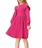 Danna Belle Girls Crew Neck Dress Size 8 Long Sleeve Sweater Dress Knit Casual Dresses Hot Pink