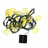 SOLUSTRE Solar Lichterkette Zitronenoptik Außen LED Solarlampe 5m 20 Leds Warmweiß Garten Terrasse Balkon Umweltfreundlich Energiesparend