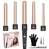 NWOUIIAY Lockenstab 5 in 1 LCD Lockenstab Große Locken & Kleine Locken, Lockenstäbe mit Keramikbeschichtung, Austauschbare Aufsätze, Einstellbare Temperatur, inklusive Hitzeschutzhandschuh