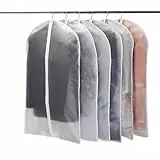 Niviy Kleidersack Anzug 6 Stück Hochwertiger Kleidersäcke, Transparent 60x100 cm Atmungsaktiver Stoff, für Anzüge Kleider Mäntel Sakkos Hemden Abendkleider Anzugsack Aufbewahrung Kleiderhülle