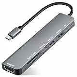 USB C HUB 7 in 1, 7 in 1 USB C Multiport Adapter mit 4K HDMI, 100W PD, USB Typ C, SD/TF Card Reader für iPhone 16/15 Serie, MacBook Pro/Air, Mac mini, iPad, Samsung, Huawei, Dell