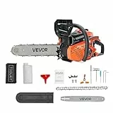 VEVOR 40cc Benzin-Kettensäge, 355 mm Benzin-Kettensäge, 1,8 PS starke Säge mit rutschfestem Griff, zwei Kraftstofftanks, Not-Aus-Funktion, max. 12000U/min, zum Holzfällen, Baumbeschneiden & Roden