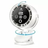 Mini USB Ventilator mit Clip & Akku Tragbarer Tischventilator Klein Wiederaufladbarer Leise LED-Display 90° vertikale Neigung & 90° Oszillation Ventilator USB-Ladung Ideal für Zuhause, Büro & Camping