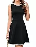 GRACE KARIN Damen Cocktailkleid Ärmelloses Rundhalsausschnit 1950er Vintage Kleid Damen Elegant CL437-01/Schwarz L