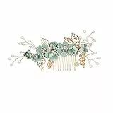 Hochzeit Haar Kamm Strass Clip Kopfschmuck Kristall Braut Haarschmuck (grün)
