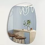 Albatros Designerspiegel Asymmetrisch 60 x 45 cm – Wandspiegel oder Türspiegel, Moderne organische Form – Spiegel Oval und Groß – Asymmetrischer Spiegel unförmig und Rahmenlos, Mirror Wall