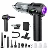 Nigecue 4 in 1 Handstaubsauger Akku Kabellos, 22000Pa Autostaubsauger mit Bürstenloser Motor, 3 Stufen Saugstärke, Inkl. Gebläse & Aufblasfunktion, Multifunktionaler Staubsauger für Haus Auto Tierhaar