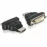 Delock Adapter HDMI/DVI – Adapter für HDMI Kabel (M, DVI 25-Pin FM, Männlich/Weiblich, Schwarz)