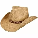 Stetson Fair Oaks Western Strohhut Naturfarbener Raffiahut mit Ledergarniturband Damen und Herren Frühjahr Sommer Natur L (58-59 cm)