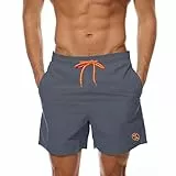 ZOXOZ Badeshorts Herren Badehose Herren Shorts Kurze Hosen Herren Schnelltrocknend Männer Schwimmhose Boardshorts Strandshorts Herren Beachshorts mit Mesh-Futter Verstellbarem Tunnelzug Grau L