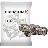 Premium X 10x 3-fach T-Verteiler F-Adapter 3x F-Buchse F-Kupplungen Splitter Verbinder für Koaxialkabel Antennenkabel