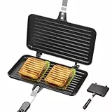 MAGICLULU Doppelseitige Sandwich Backform Antihaftbeschichtete Grillpfanne Mit Griff Toaster Xl Sandwich Maker Herdplatte Toast-Sandwichmaker Aus Aluminium Für Die Küche Zu Hause