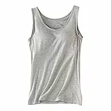 Damen Basic Tank Top Skims, Sport Shirt Oversize Ärmellos, Sommershirts U-Boot Ausschnitt Longtop BH Gepolstert Sweatshirt Comfort Silm Laufshirt Bügelfrei Basic-Top Leicht Luftig Yoga-Top