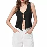 Frauen ärmellose Pullover Pullover Weste Tank Tops Y2k Button Down Crochet Knit Vest Shirts Streetwear(#b,S)