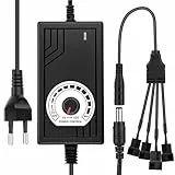 RUIZHI 4 Pin Pwm Lüftersteuerung + 12V Netzteil, Pwm Regler Fan Speed Control Module, 100–240 V AC zu 3–12 V DC, 24 W, einstellbarer Adapter mit Splitterkabel, DC-Buchse zu 2 x 3/4-Pin