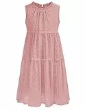 Kleid Mädchen 128 Kinder Chiffon Sommerkleid 134 Freizeitkleid Partykleid Blumenmädchenkleider Festlich Hochzeit A-Linie ärmellos Rundhals Rosa