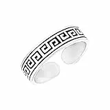 81stgeneration Griechischer Schlüssel Sterling Silber Zehenring | Fußschmuck im Antiken Griechischen Stil für Damen | Verstellbare Midi-ringe für den Kleinen Finger