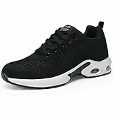 DANNTO Damen Laufschuhe Atmungsaktiv Turnschuhe Schnürer Leichte Stoßfest Mode Sportschuhe Outdoor Athletisch Sneaker für Gym Walking Jogging Laufen Basketball Frühling Sommer(Schwarz,38)