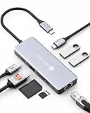 NOVOO USB C auf Ethernet Hub, 8 in 1 Adapter USB C auf HDMI 4K, 100W PD, USB C 3.0, USB A 3.0, SD/TF Multiport Dock für MacBook Pro Air M2 M1 Surface iPad Galaxy HP