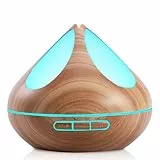 VAAGHANM Aroma Diffuser Diffusoren 500 ml mit 8 ätherischen Ölen, Aromatherapie-Diffusoren, Lufterfrischer, Luftbefeuchter mit Fernbedienung, 4 Timer für Schlafzimmer, Braun