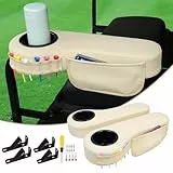 LEAPGOMAX Ohne Bohren Golfwagen Armlehne mit Getränkehalter für Rücksitz mit 2,5 cm Vierkantrohr für EZGO Club Auto Yamaha Golfwagen Armlehne Upgraded Stabile Dreieck Stützrahmen