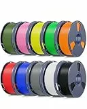 SUNLU PLA+ 2.0 3D Drucker Filament Bündel, 10KG Upgrade High Speed PLA+ Filament 1.75mm ±0.02mm, 1kg per Spool, 10 Packs, Multicolor Schwarz+Weiß+Grau+Rot+Blau+Grün+Gelb+Orange+Rosa+Olivgrün