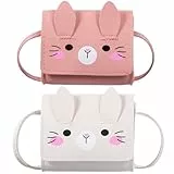 TENDYCOCO Mädchen-Handtasche – 2-Teilige Hasen-Umhängetasche Kaninchen-Umhängetasche Cartoon-Tier-Lederhandtasche Mit Verstellbarem Riemen Für Kinder Kleinkinder Kleine Mädchen