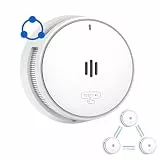Wisualarm Rauchmelder Vernetzter, 10 Jahre Batterie-Rauchmelder für Zuhause, Feueralarm EN14604 Standard, Test/Stillstandstaste in einem (1*rauchmelder)