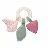 LÄSSIG Greifling Beißring Naturkautschuk und Bio-Baumwolle/Teether 'Ring' Butterfly