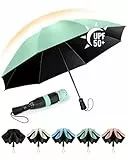 Chakipee Regenschirm Groß Sturmfest Kompakter Reise für Damen und Herren– Automatik Auf und Zu Taschenschirm Tragbarer UV-Schirm, Taschenschirme 210T Beschichtung 115 cm Spannweite 8 Rippen Grün