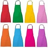 XIEJINJIA 8 Stück Kinder Schürze Wasserfest Verstellbar mit Taschen Koch Kind Kochen Backen Malen für Jungen und Mädchen
