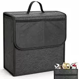 VINATO Kofferraum Organizer Filz, Auto Kofferraumtasche mit Klettverschluss & 2 Netzbeuteln, Auto Kofferraum Organizer Klett Tasche für Werkzeug Autopflege Autozubehör (29X15×30cm)