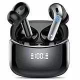 FAMOO X15 - Kabellose Bluetooth 5.3 Kopfhörer, Noise Cancelling Earbuds mit 4 ENC Mic, LED-Anzeige, 52H Tiefer Bass, IP7 Wasserdichte Ohrhörer, USB-C, Schwarz