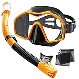Schnorchelset Erwachsene,Schnorcheln Set mit Taucherbrille und Trocken Schnorchel,Anti-Fog Anti-Leck Schnorchelmaske Tauchmaske aus Gehärtetem Glas,für Tauchen Schnorcheln Schwimmen,Dry Schnorchel