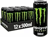 Monster Energy - koffeinhaltiger Energydrink mit klassischem Energy-Geschmack - in praktischen Einweg Dosen (12 x 500 ml)
