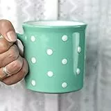 City to Cottage® - Keramik XXL Becher 500 ml | Kaffeebecher | Türkis und Weiß | Polka Dots | Handgemacht | Keramik Geschirr | Große Tasse