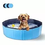 Nobleza Hundepool für Große & Kleine Hunde, Faltbarer Hunde Planschbecken, Stabile Hundebadewanne, Swimmingpool für Katzen, 80 * 20cm, S, Blau