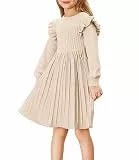 Girls Dress Size 10-12 Lantern Sleeve Ruffled Fall Winter Sweater Dresses Light Apricot
