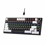 Newmen GM326 Mechanische Tastatur mit Kabel,Gaming Tastatur 75 Prozent,TKL Hot Swap LED Beleuchtung USB C Mini Mechanische Tastaturen mit Knopf,für PC/Win/Mac,QWERTY Layout,Weiß/Schwarz,Rote Schalter