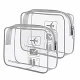 Lermende Kulturtasche Transparent, 2 Stück Flugzeug Kosmetiktasche Durchsichtig, wasserdichte PVC-Reise-Waschtaschen, TSA-Zugelassene Make-up-Taschen, für Familie, Männer un Frauen