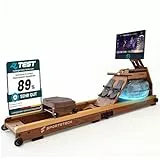 Sportstech Rudergerät Wasser für Zuhause, Deutsche Qualitätsmarke, Eichenholz FSC®-Zertifiziert, authentisches Rudererlebnis, klappbar, LED-Wassertank, 21,5' Display mit App, 360° drehbar, AquaElite