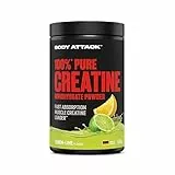 Body Attack Creatin Monohydrat Pulver 500 g Lemon Lime- Made in Germany - hochwertiges mikrofeines Kreatin Monohydrat (Meshfaktor 200) - 100% reines Kreatin Pulver