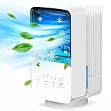 OMISOON Mobile Klimaanlage, 4-in-1 Mobiles Klimagerät, 60°/120° Oszillation, 700 ml Mini-Klimaanlage, 3 Windgeschwindigkeiten, 2 Nebelmodi, 7 Farben Licht, Tragbarer Klimaanlagefür Schlafzimmer