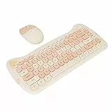 Kabelloses Tastatur und Maus Set, Süße Katze Schnurlose Tastatur und Maus Kombination mit USB Empfänger, für, für OS X, für (Milchteefarbe)