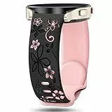 TUCOMO 18 mm Silikon Armband kompatibel mit Garmin Venu 3S/Venu 4 41mm /Venu 2S / Vivoactive 4S/ Vivomove 3S, Niedliches Weiches Sport Ersatzband mit Blumenmuster für Garmin Forerunner 255s/265S Damen