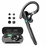 Thunelec Bluetooth Headset V5.3, Wireless Freisprech Telefon mit CVC 8.0/ENC Dual Mic, APTX, Mute Zwei-Geräte-Verbindung Headset Handy, 90 Std Spielzeit Bluetooth Ohrhörer mit Ladebox Hellgrau